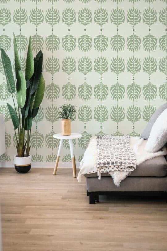 scandinavian leaf non-pasted wallpaper