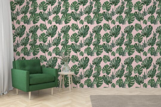 pink and green stick and peel wallpaper
