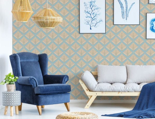 Seamless geometric leaf wallpaper for walls