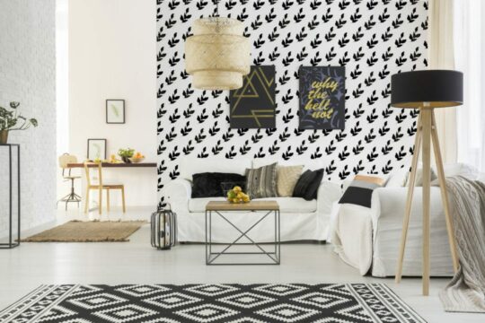 Black and white seamless leaf temporary wallpaper