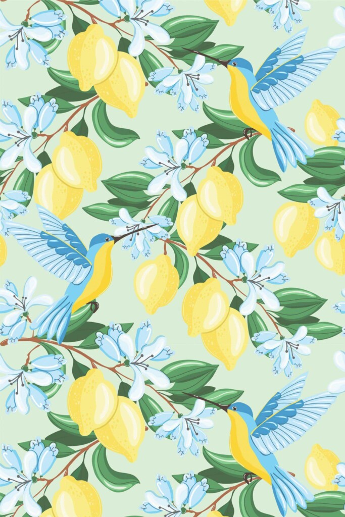 Pattern repeat of Lemon Grove removable wallpaper design