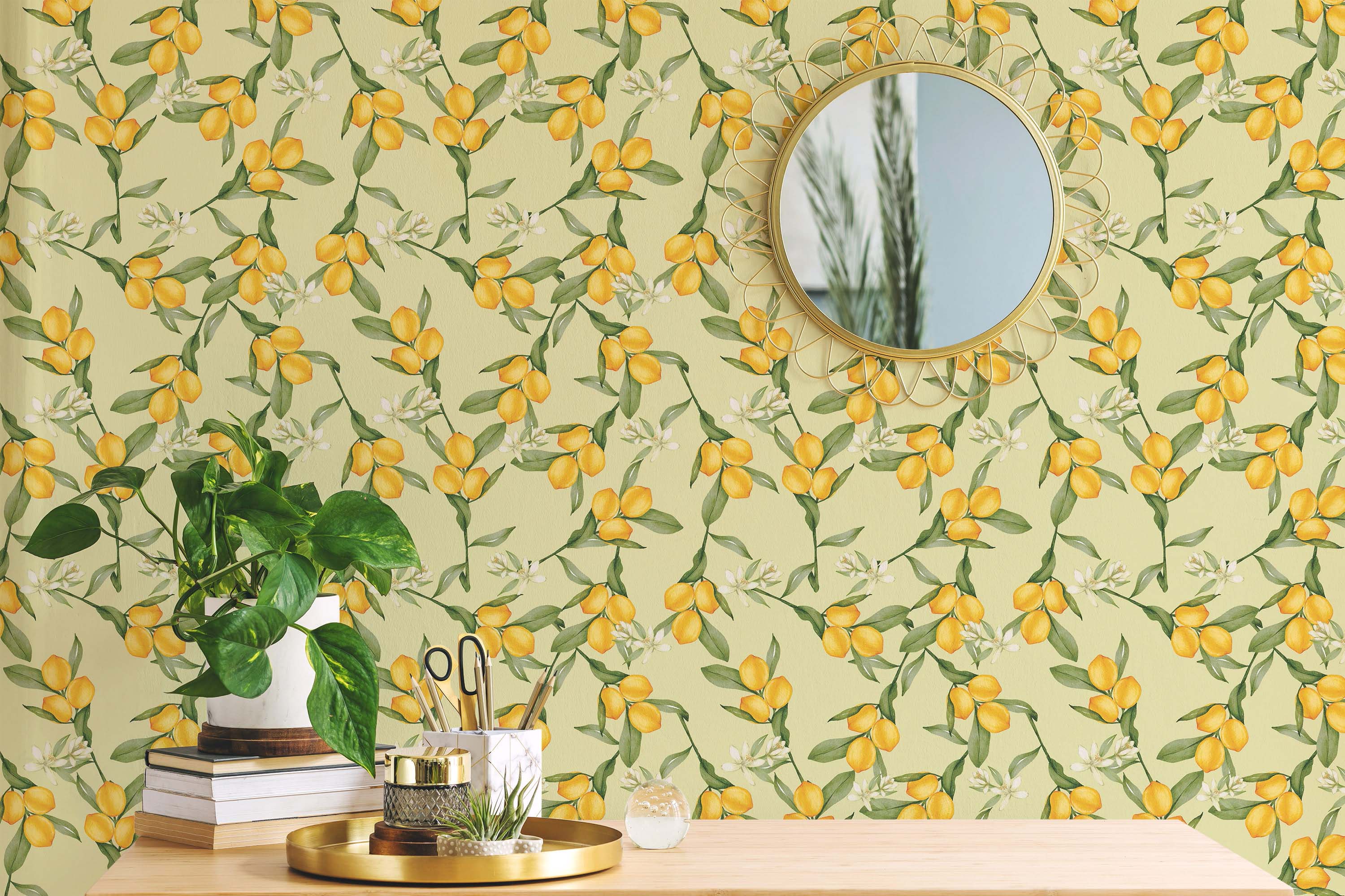 Lemon tree wallpaper - Peel and Stick or Traditional