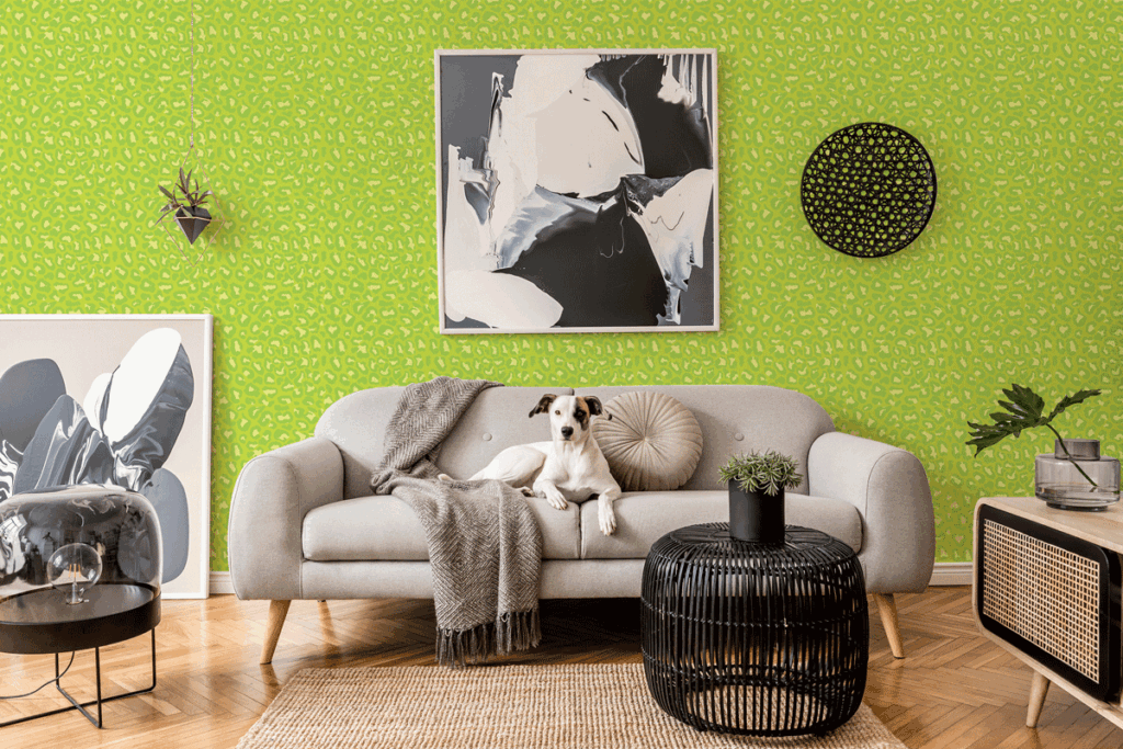 bold bright green leopard print wallpaper non pasted or peel and stick