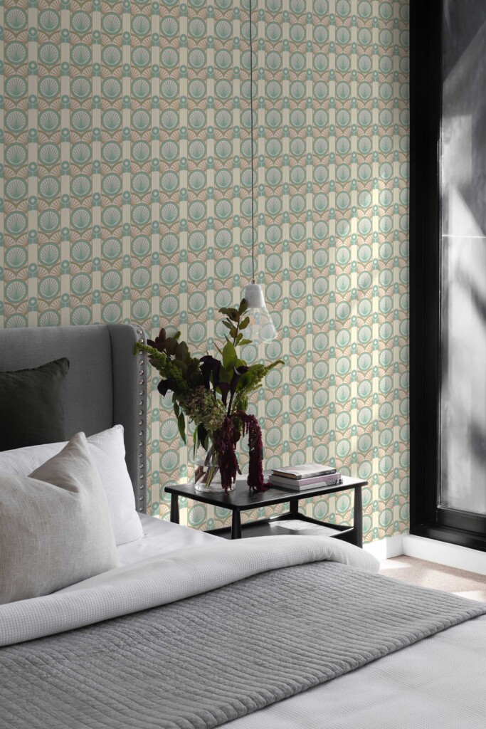 Fancy Walls peel and stick wallpaper in light art deco beige