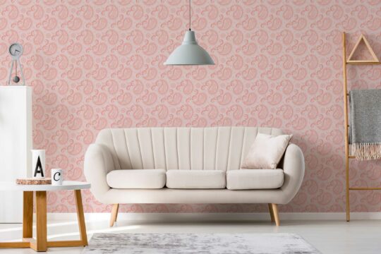 Fancy Walls light pink peel and stick wallpaper with paisley pattern