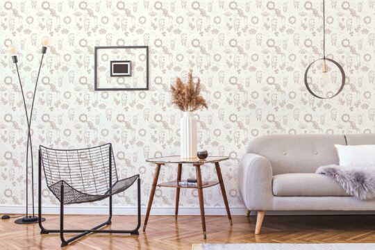 beige light unpasted wallpaper