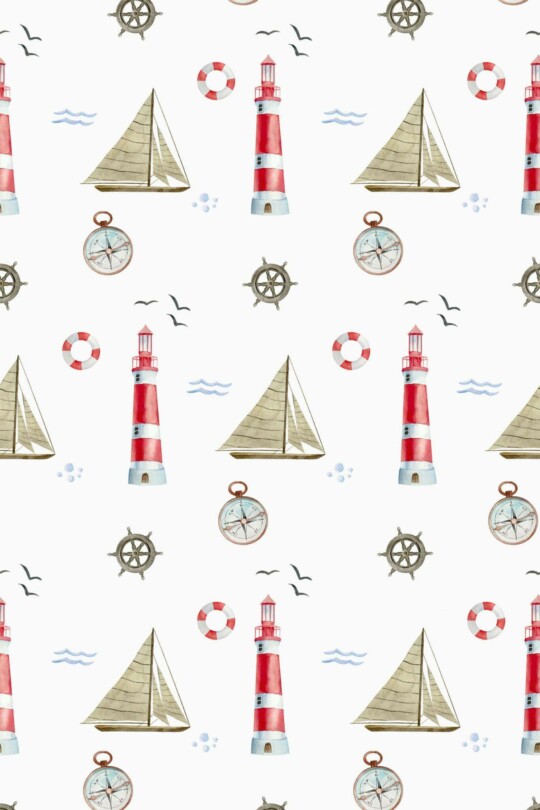 Lighthouse Nautical Wallpaper - Peel And Stick Or Non-Pasted