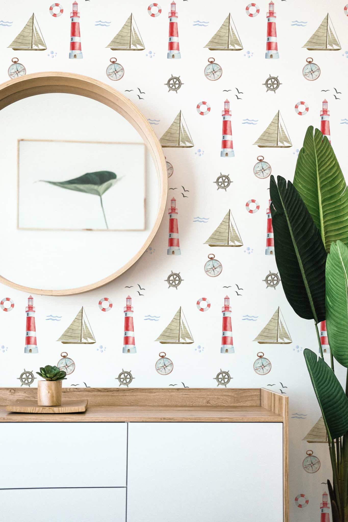 Lighthouse Nautical Wallpaper - Peel And Stick Or Non-Pasted