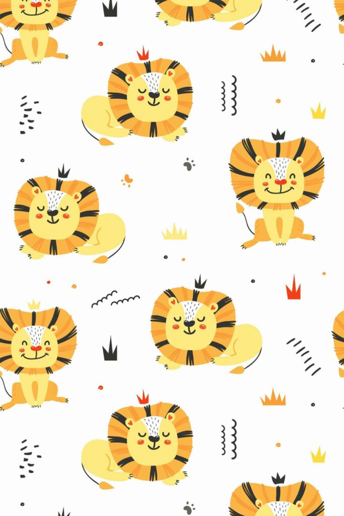 Pattern repeat of Lion removable wallpaper design