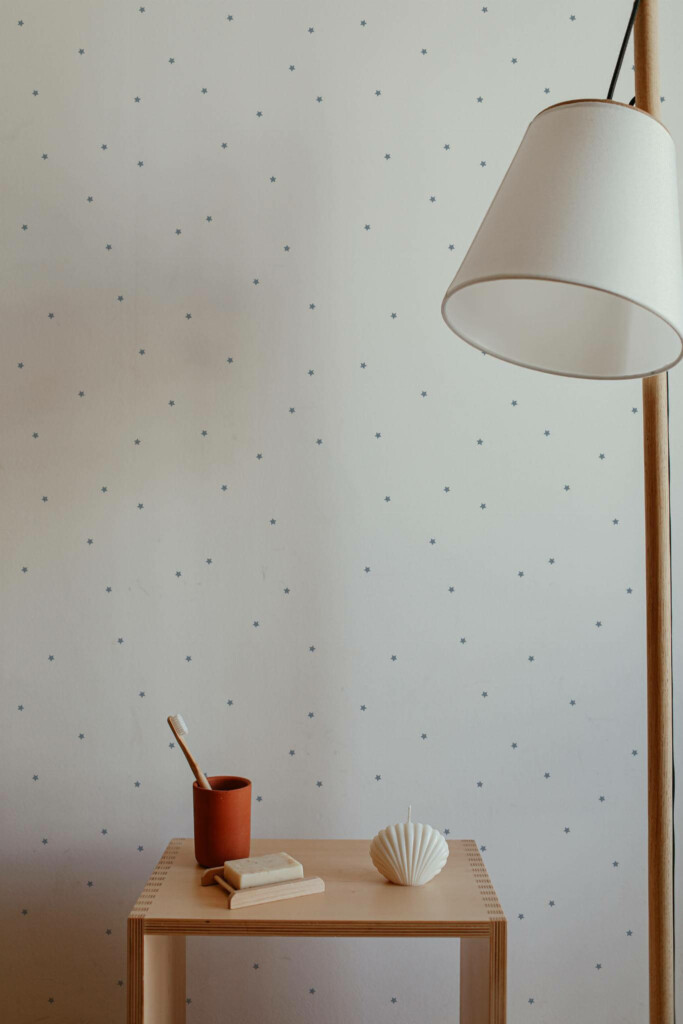 Minimal style bathroom decorated with Little stars peel and stick wallpaper