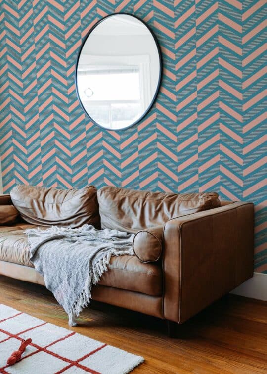 pink and blue geometric unpasted wallpaper