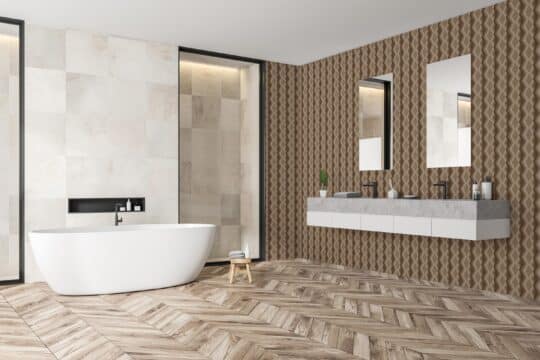 geometric brown traditional wallpaper