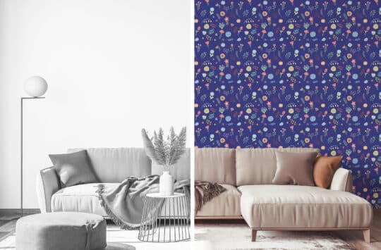 navy blue scandinavian unpasted wallpaper