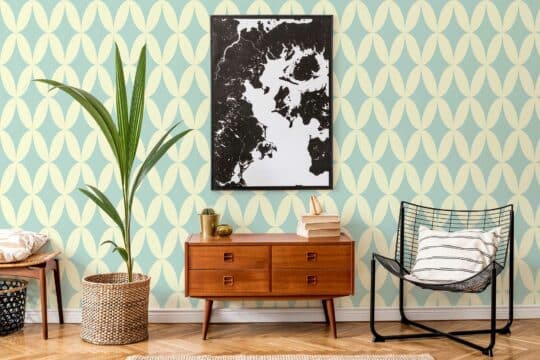 oval blue traditional wallpaper
