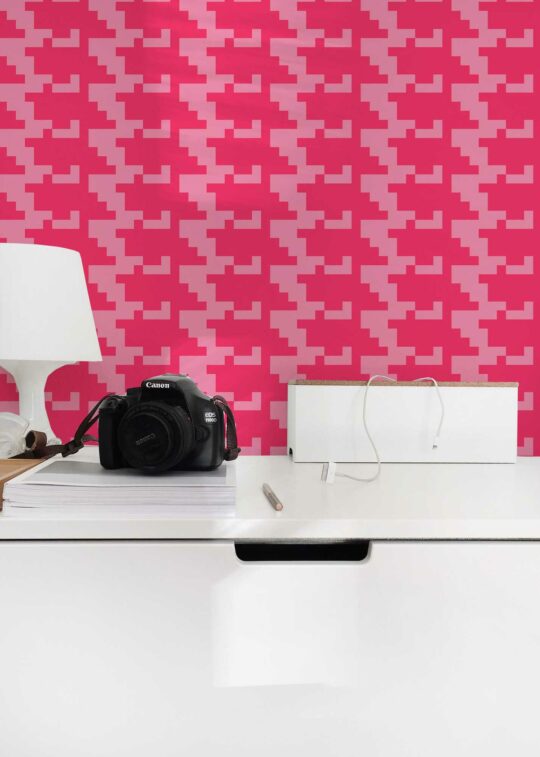houndstooth pink traditional wallpaper