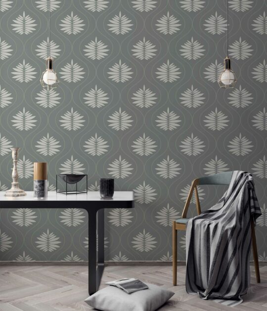 gray art deco unpasted wallpaper