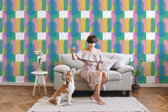 colorful geometric unpasted wallpaper