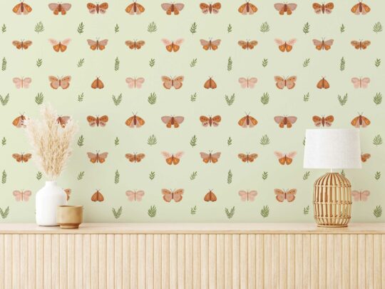 green boho unpasted wallpaper