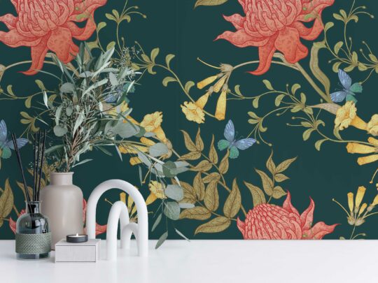 floral vintage non-pasted wallpaper