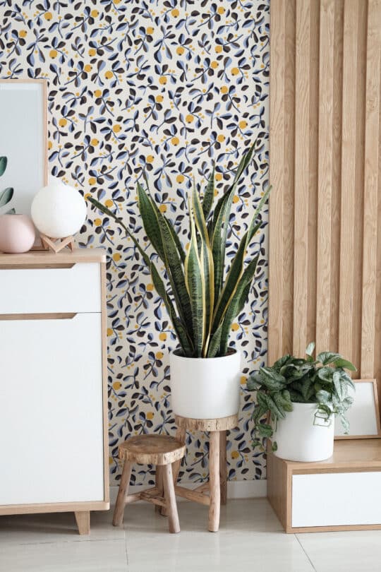 blue white and yellow stick and peel wallpaper