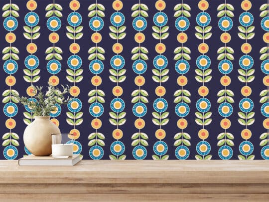 scandinavian floral non-pasted wallpaper