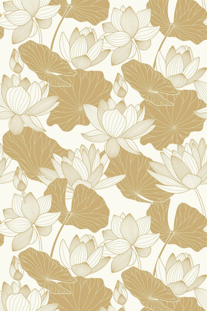 Pattern repeat of Lotus flower removable wallpaper design