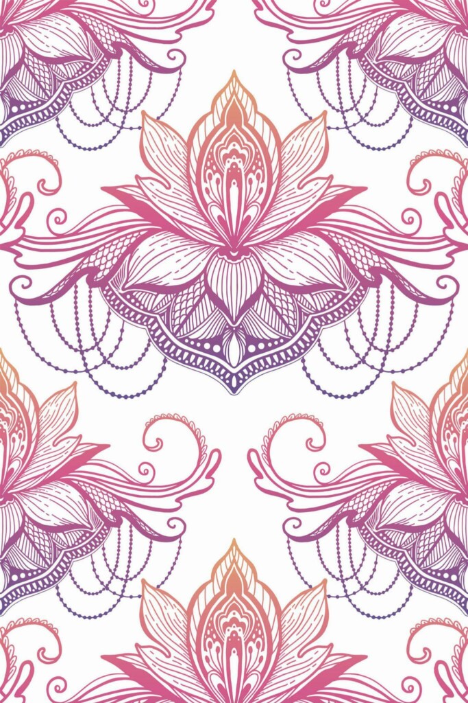 Pattern repeat of Lotus removable wallpaper design