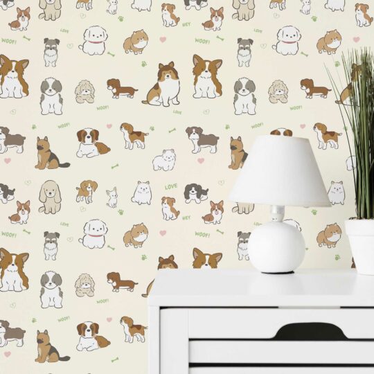 Wall26 Doodle Dogs and Cats Seamless Pattern  Removable Wall Mural   Selfadhesive Large Wallpaper  66x96 inches  Walmartcom