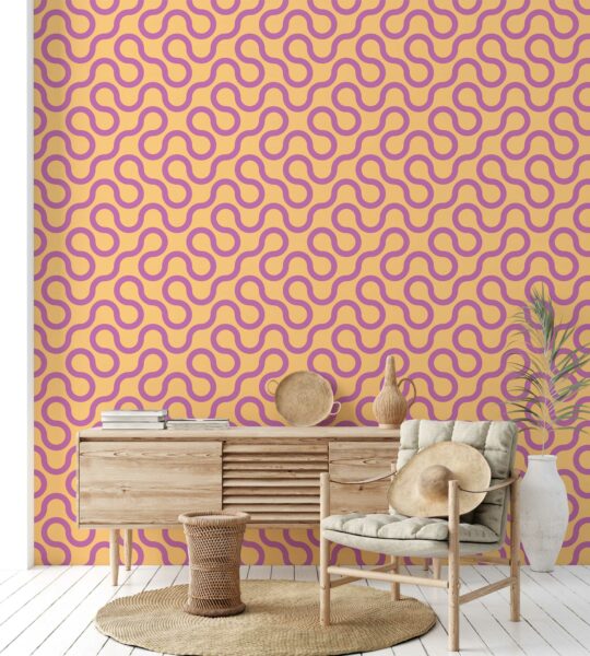 Bright Orange Geometry self-adhesive wallpaper by Fancy Walls