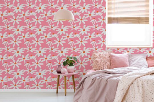 Daydream in Bright Pink Blooms traditional wallpaper by Fancy Walls