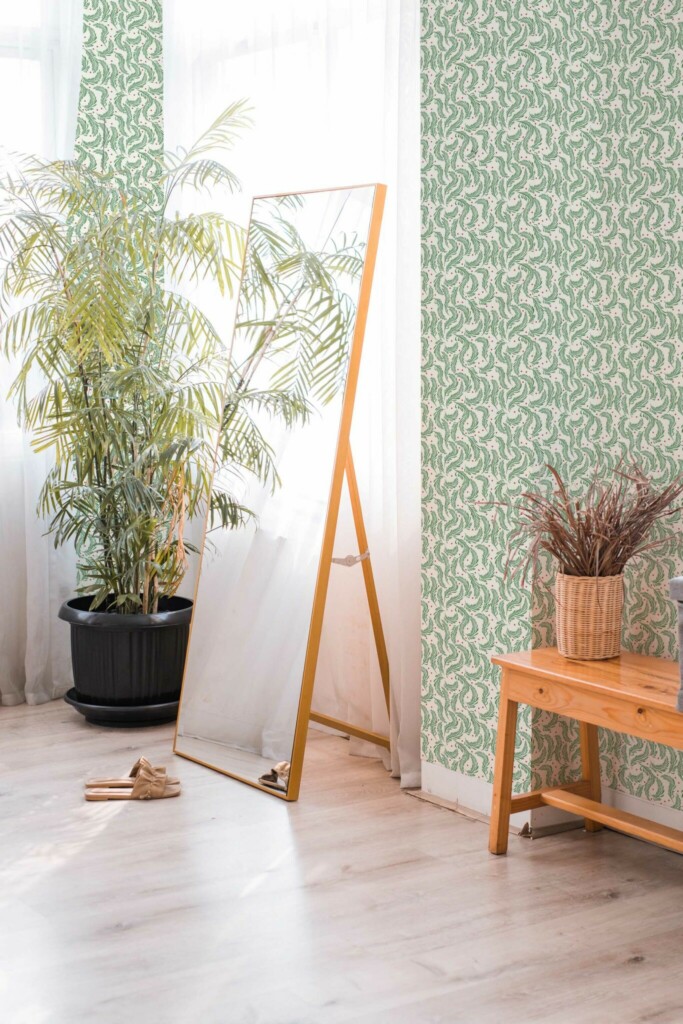 Green Serenity Leaves self-adhesive wallpaper by Fancy Walls