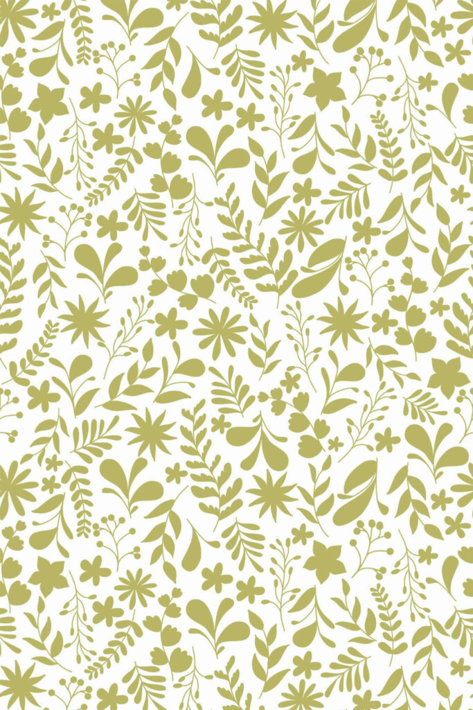 Pattern repeat of Lush Garden Grace removable wallpaper design