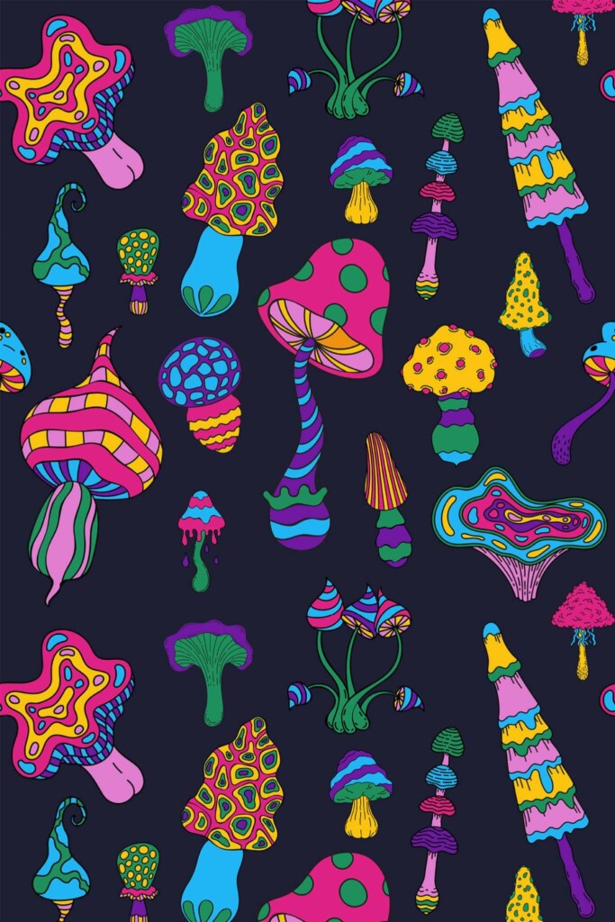 Pattern repeat of Magic mushroom removable wallpaper design