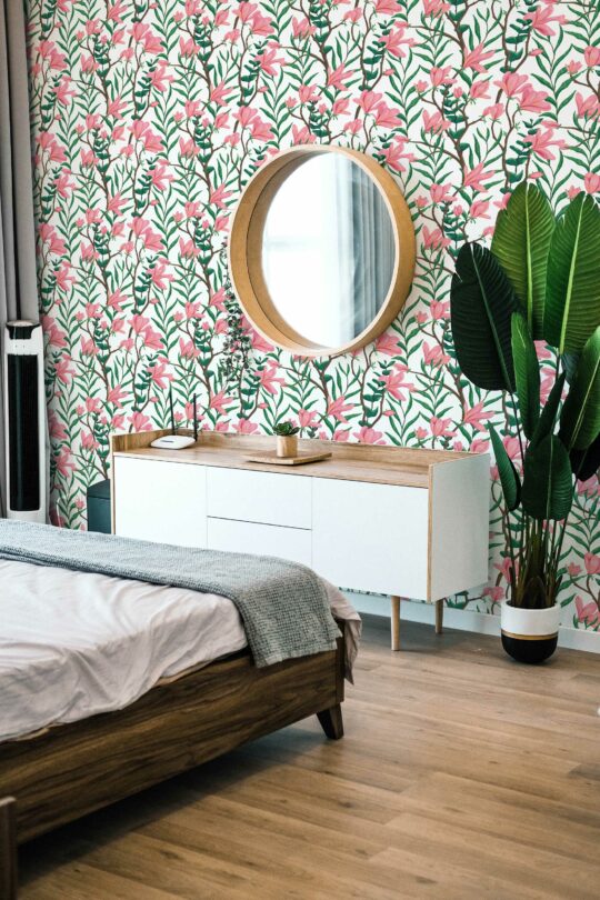 bold magnolia non-pasted wallpaper