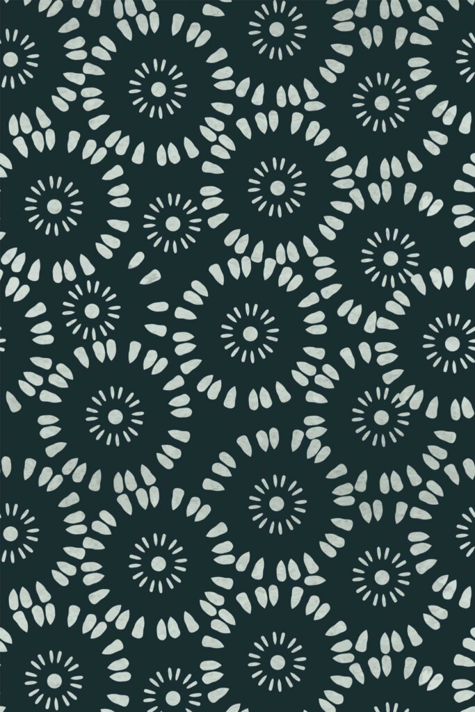 Pattern repeat of Mandala floral ornament removable wallpaper design