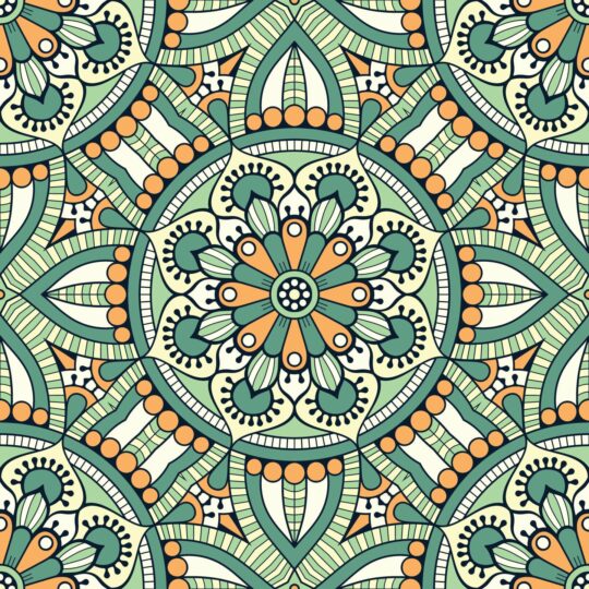 orange and green boho unpasted wallpaper