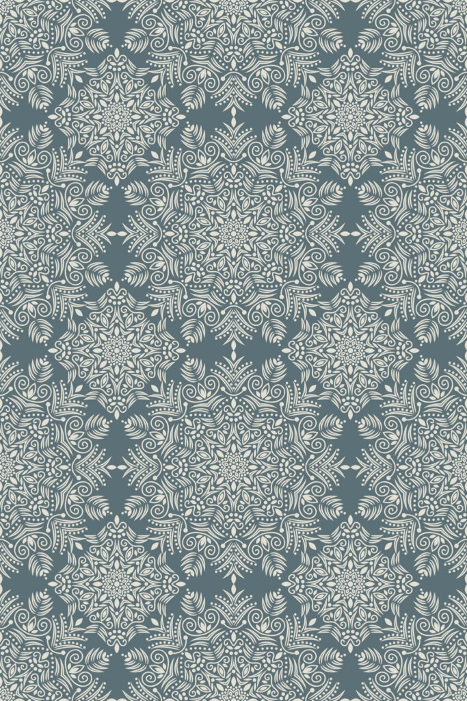 Pattern repeat of Mandala yoga removable wallpaper design