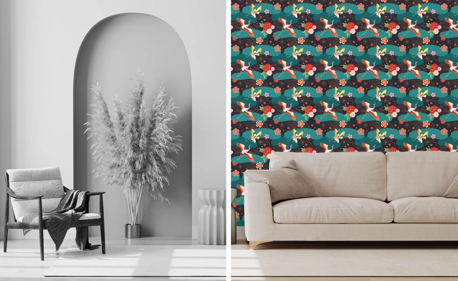 Maximalist bird wallpaper - Peel and Stick or Traditional