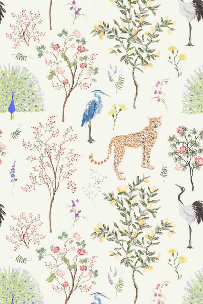 Pattern repeat of Menagerie removable wallpaper design