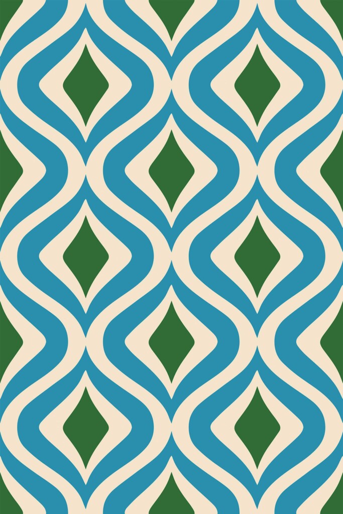 Retro removable wallpaper in blue by Fancy Walls