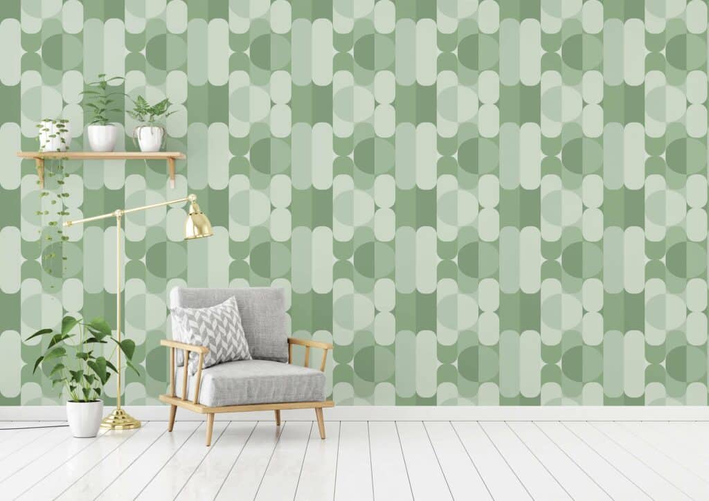 Sage green midcentury Wallpaper - Peel and Stick or Non-Pasted | Save 25%