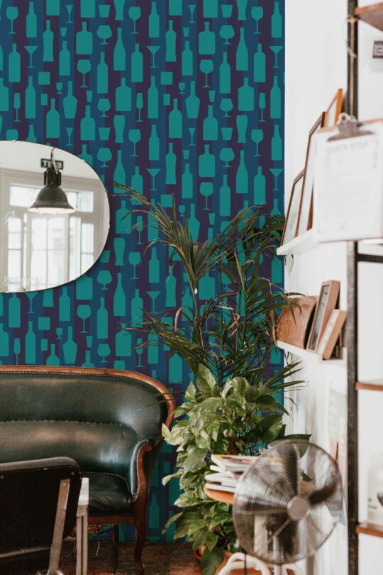 Traditional Midnight Cheers in Teal Shadows wallpaper by Fancy Walls