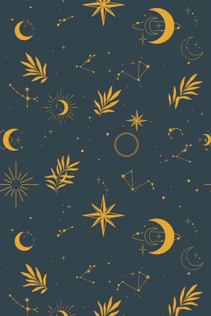 Pattern repeat of Midnight stars removable wallpaper design