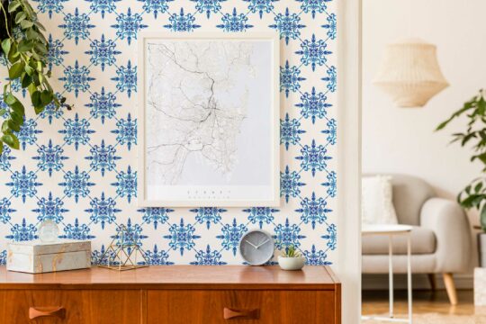 Lilliputian Echoes of Lisbon Tiles Peel and Stick Wallpaper by Fancy Walls