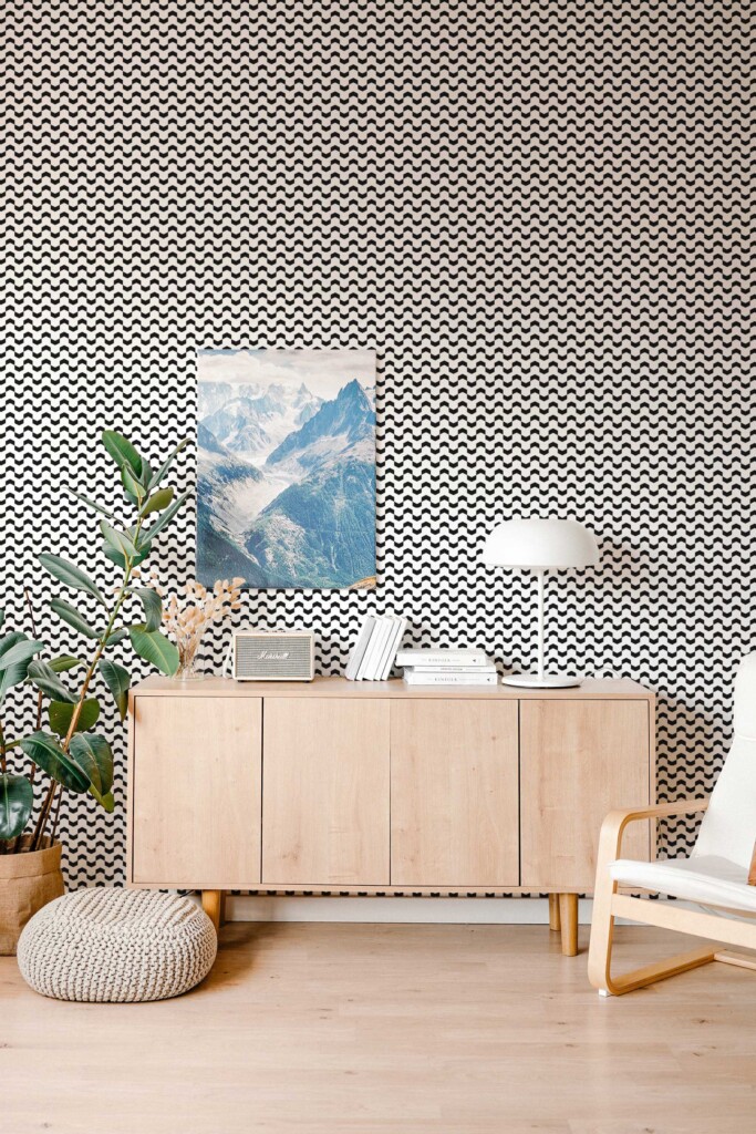 Removable Black and white Herringbone wallpaper from Fancy Walls