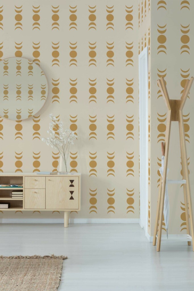 Minimal style entryway decorated with Minimalist boho peel and stick wallpaper