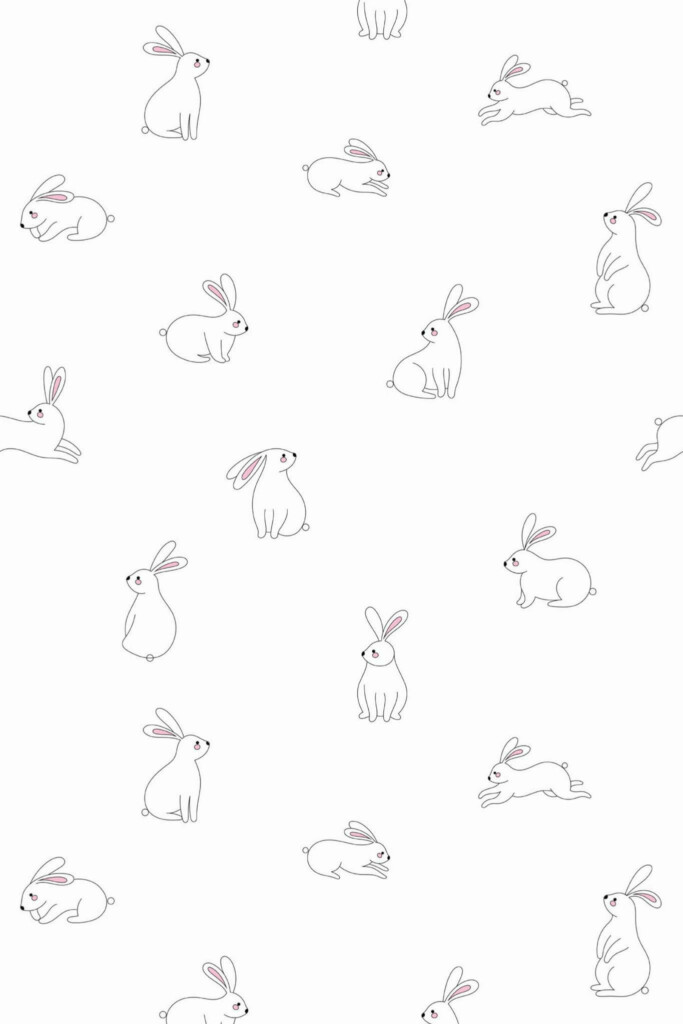 Pattern repeat of Minimalist bunny removable wallpaper design