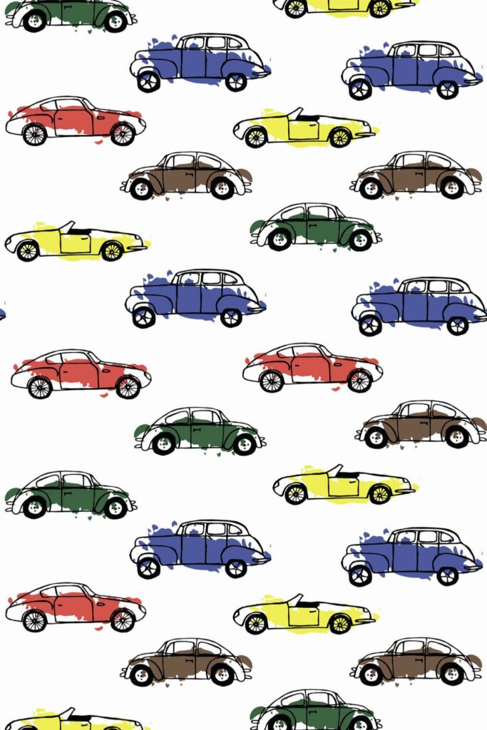 Pattern repeat of Minimalist car removable wallpaper design