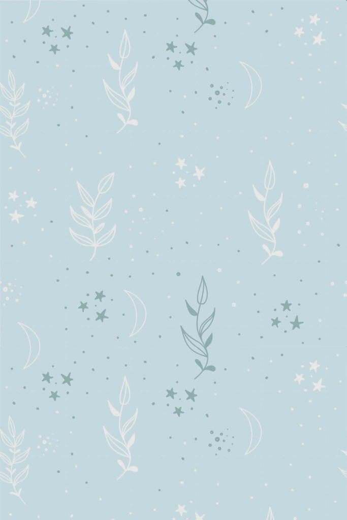 Pattern repeat of Minimalist delicate leaf removable wallpaper design
