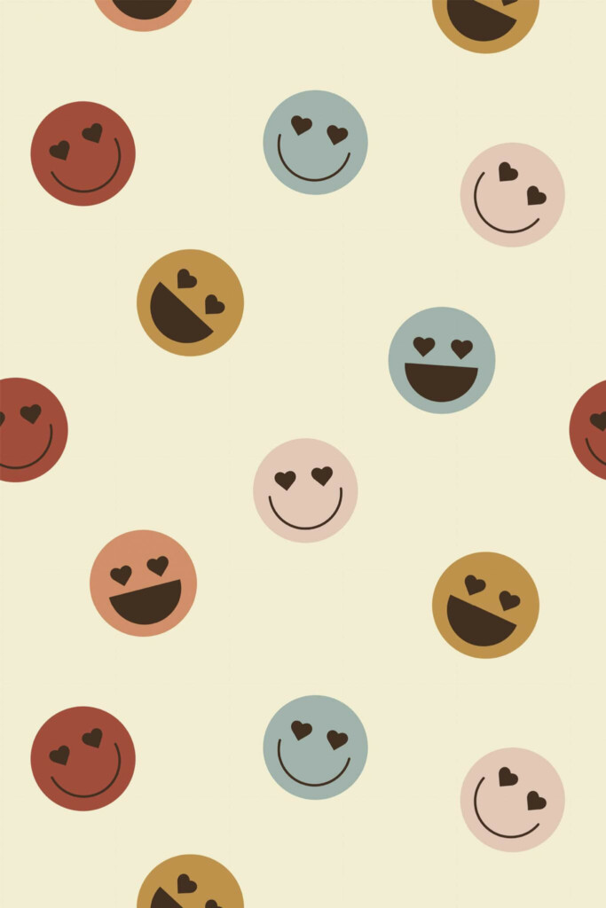 Pattern repeat of Minimalist emoji removable wallpaper design